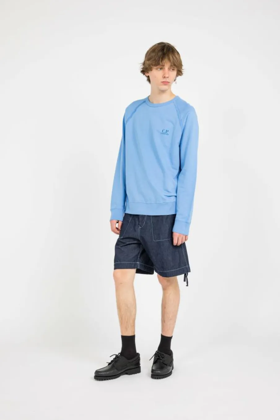 LIGHT FLEECE LOGO CREW NECK SWEATSHIRT - Sweatshirt | Bleu*C.P. COMPANY Discount