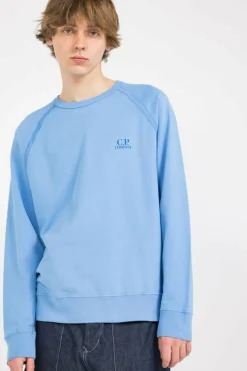 LIGHT FLEECE LOGO CREW NECK SWEATSHIRT - Sweatshirt | Bleu*C.P. COMPANY Discount
