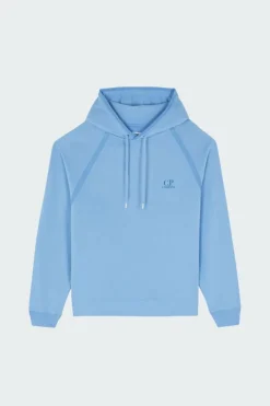 LIGHT FLEECE LOGO HOODED SWEATSHIRT - Hoodie | Bleu*C.P. COMPANY Discount