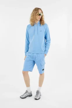 LIGHT FLEECE LOGO HOODED SWEATSHIRT - Hoodie | Bleu*C.P. COMPANY Discount