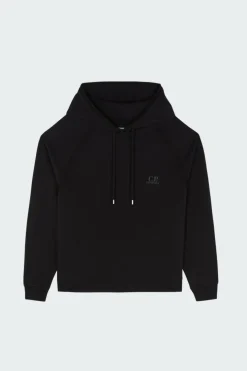 LIGHT FLEECE LOGO HOODED SWEATSHIRT - Hoodie | Noir*C.P. COMPANY Outlet