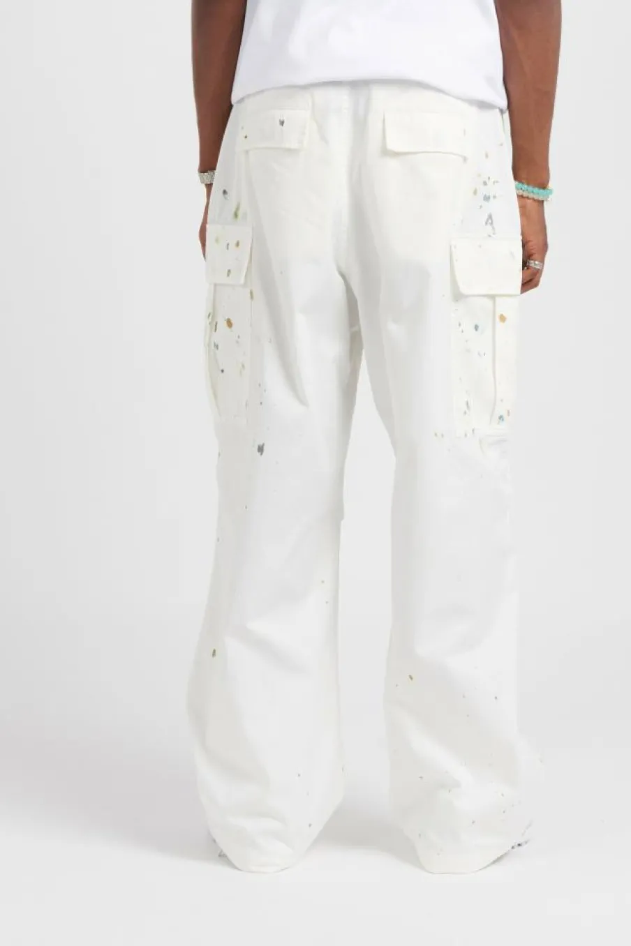 PAINTING WIDE CARGO PANTS - Pantalon cargo | Blanc*LOST MANAGEMENT CITIES Outlet