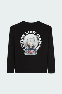 SNOW GLOBE LONG SLV TEE - T-shirt | Noir*LOST MANAGEMENT CITIES Clearance