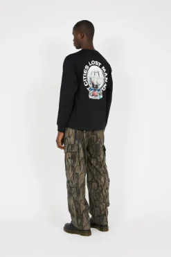 SNOW GLOBE LONG SLV TEE - T-shirt | Noir*LOST MANAGEMENT CITIES Clearance