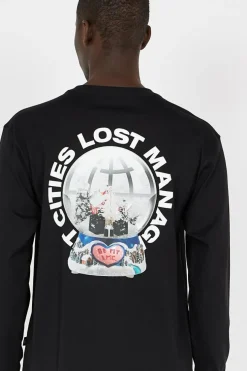 SNOW GLOBE LONG SLV TEE - T-shirt | Noir*LOST MANAGEMENT CITIES Clearance