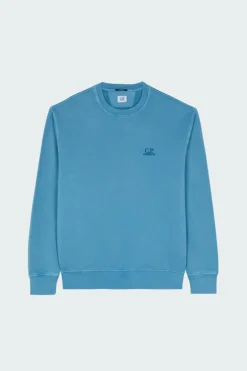 SWEATSHIRTS CREW NECK IN BRUSHED EMERIZED DIAGONAL FLEECE - Sweatshirt | Bleu*C.P. COMPANY Hot