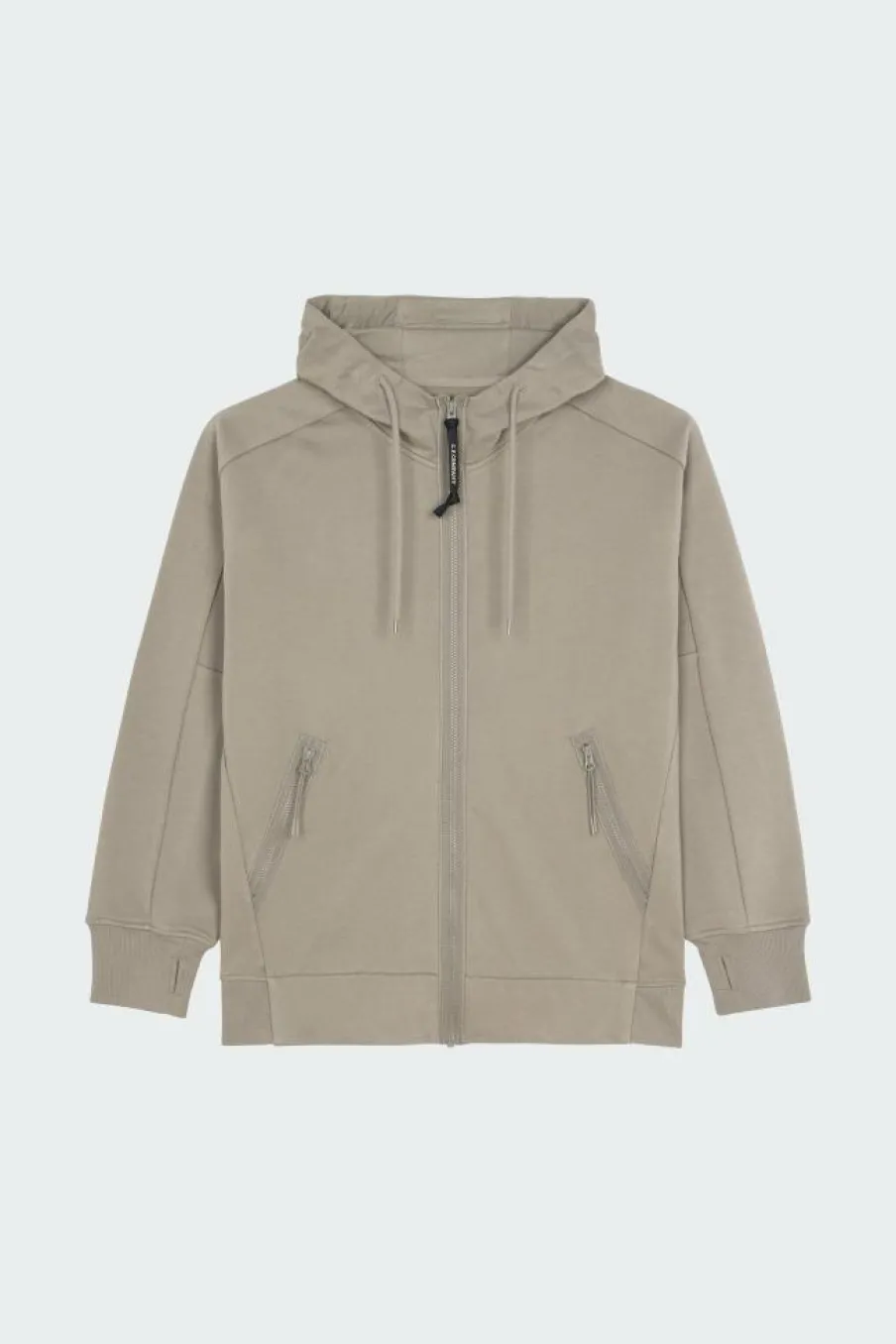 SWEATSHIRTS HOODED OPEN IN DIAGONAL RAISED FLEECE - Hoodie zippé | Kaki*C.P. COMPANY Clearance