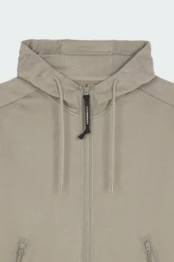 SWEATSHIRTS HOODED OPEN IN DIAGONAL RAISED FLEECE - Hoodie zippé | Kaki*C.P. COMPANY Clearance