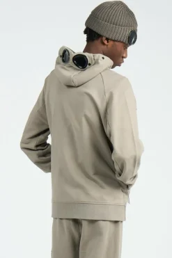SWEATSHIRTS HOODED OPEN IN DIAGONAL RAISED FLEECE - Hoodie zippé | Kaki*C.P. COMPANY Clearance