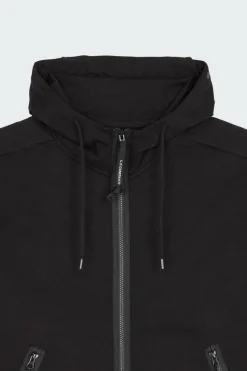 SWEATSHIRTS HOODED OPEN IN DIAGONAL RAISED FLEECE - Hoodie zippé | Noir*C.P. COMPANY Online