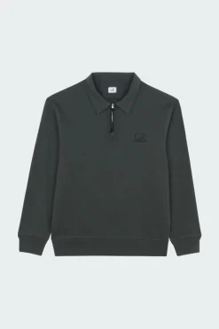 SWEATSHIRTS POLO COLLAR IN DIAGONAL RAISED FLEECE - Sweatshirt | Kaki*C.P. COMPANY Sale