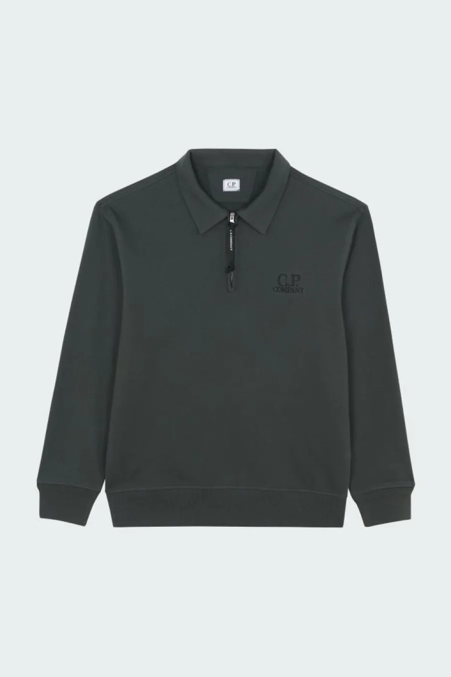 SWEATSHIRTS POLO COLLAR IN DIAGONAL RAISED FLEECE - Sweatshirt | Kaki*C.P. COMPANY Sale