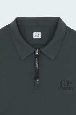 SWEATSHIRTS POLO COLLAR IN DIAGONAL RAISED FLEECE - Sweatshirt | Kaki*C.P. COMPANY Sale