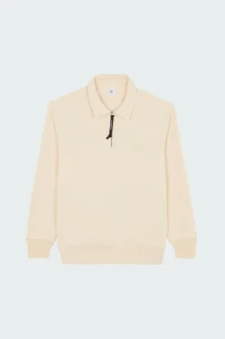 SWEATSHIRTS POLO COLLAR IN DIAGONAL RAISED FLEECE - Sweatshirt | Vert*C.P. COMPANY New