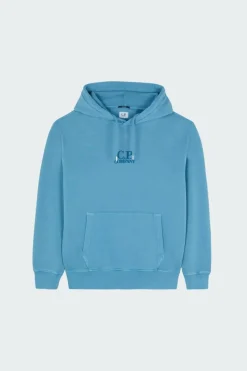 SWEATSHIRTS SWEAT HOODED IN BRUSHED EMERIZED DIAGONAL FLEECE - Hoodie | Bleu*C.P. COMPANY Best