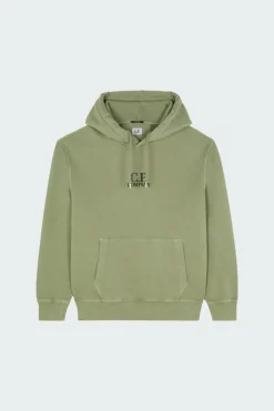 SWEATSHIRTS SWEAT HOODED IN BRUSHED EMERIZED DIAGONAL FLEECE - Hoodie | Vert*C.P. COMPANY Outlet