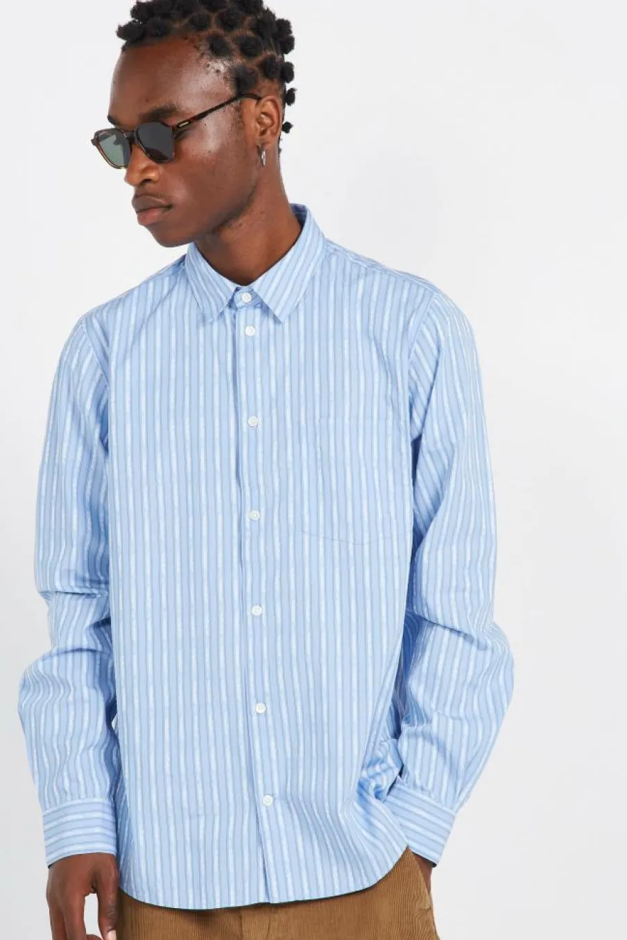 TIMOTHY TATTOO STRIPE SHIRT - Chemise | Bleu*WOOD WOOD Best
