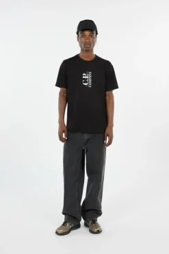 T-SHIRTS SHORT SLEEVE IN JERSEY 30/1 - T-shirt | Noir*C.P. COMPANY Outlet