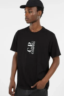 T-SHIRTS SHORT SLEEVE IN JERSEY 30/1 - T-shirt | Noir*C.P. COMPANY Outlet