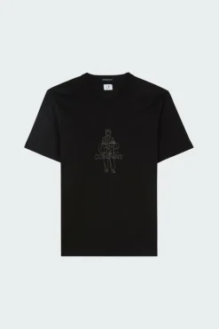 T-SHIRTS SHORT SLEEVE IN MERCERIZED JERSEY 30/2 TWISTED - T-shirt | Noir*C.P. COMPANY New