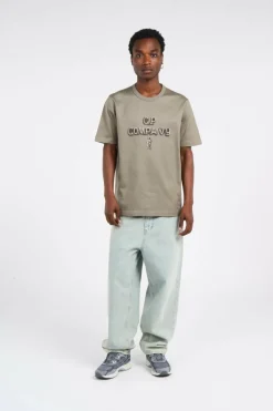 T-SHIRTS SHORT SLEEVE IN MERCERIZED JERSEY 30/2 TWISTED - T-shirt | Kaki*C.P. COMPANY New