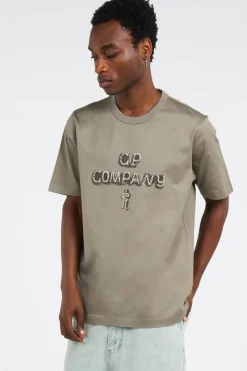 T-SHIRTS SHORT SLEEVE IN MERCERIZED JERSEY 30/2 TWISTED - T-shirt | Kaki*C.P. COMPANY New