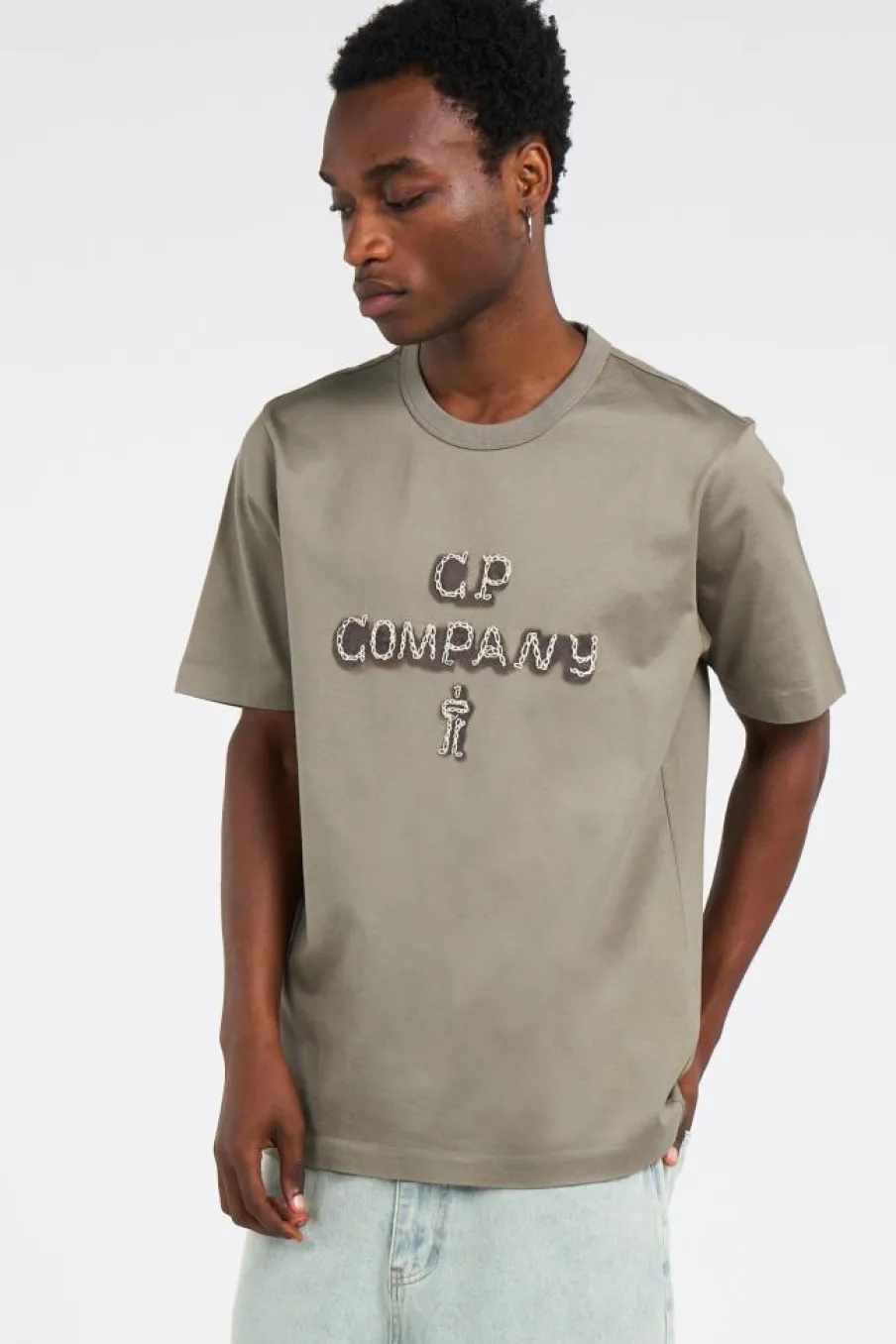T-SHIRTS SHORT SLEEVE IN MERCERIZED JERSEY 30/2 TWISTED - T-shirt | Kaki*C.P. COMPANY New