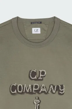 T-SHIRTS SHORT SLEEVE IN MERCERIZED JERSEY 30/2 TWISTED - T-shirt | Kaki*C.P. COMPANY New