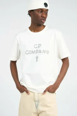 T-SHIRTS SHORT SLEEVE IN MERCERIZED JERSEY 30/2 TWISTED - T-shirt | Blanc*C.P. COMPANY Hot