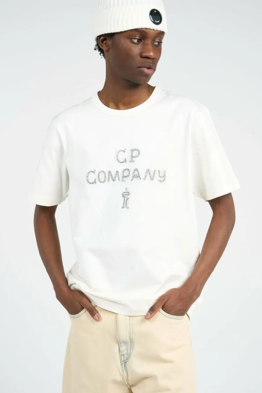 T-SHIRTS SHORT SLEEVE IN MERCERIZED JERSEY 30/2 TWISTED - T-shirt | Blanc*C.P. COMPANY Hot