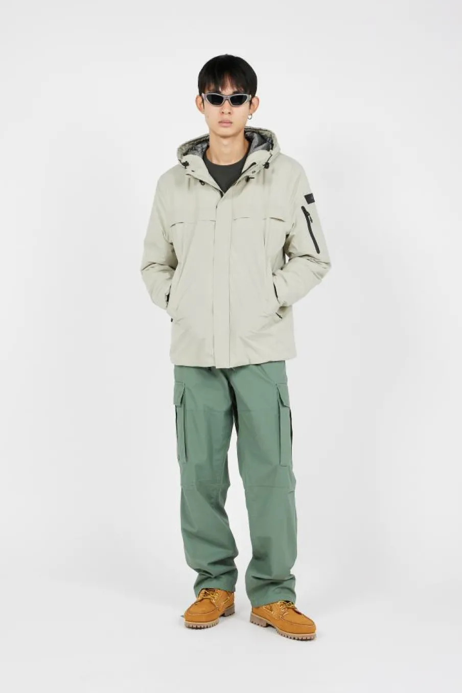 VESTE TECH LEGERE CAPUCHE COUTURES SOUDEES - Doudoune | Beige*SCHOTT Sale