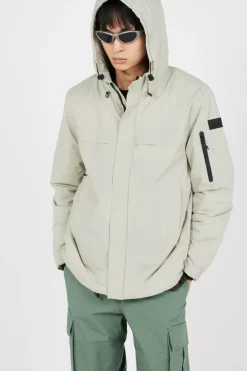 VESTE TECH LEGERE CAPUCHE COUTURES SOUDEES - Doudoune | Beige*SCHOTT Sale