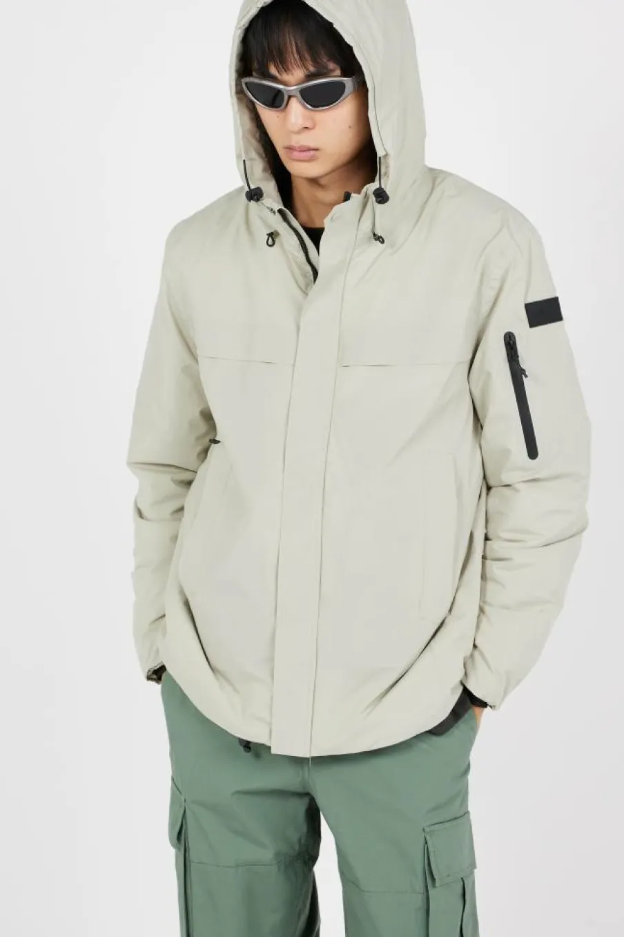 VESTE TECH LEGERE CAPUCHE COUTURES SOUDEES - Doudoune | Beige*SCHOTT Sale