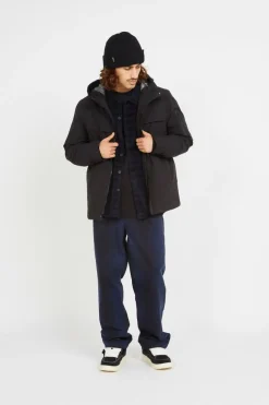 VESTE TECH LEGERE CAPUCHE COUTURES SOUDEES - Doudoune | Noir*SCHOTT