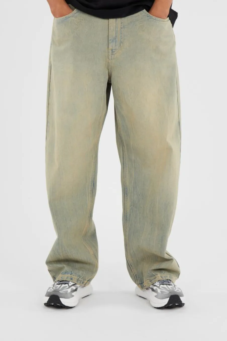 WASHED STITCH DENIM WIDE JEAN - Jean | Kaki*LOST MANAGEMENT CITIES Hot